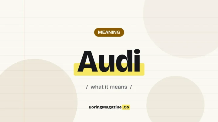 The term Audi highlighted in yellow on a lined page, labelled Meaning"