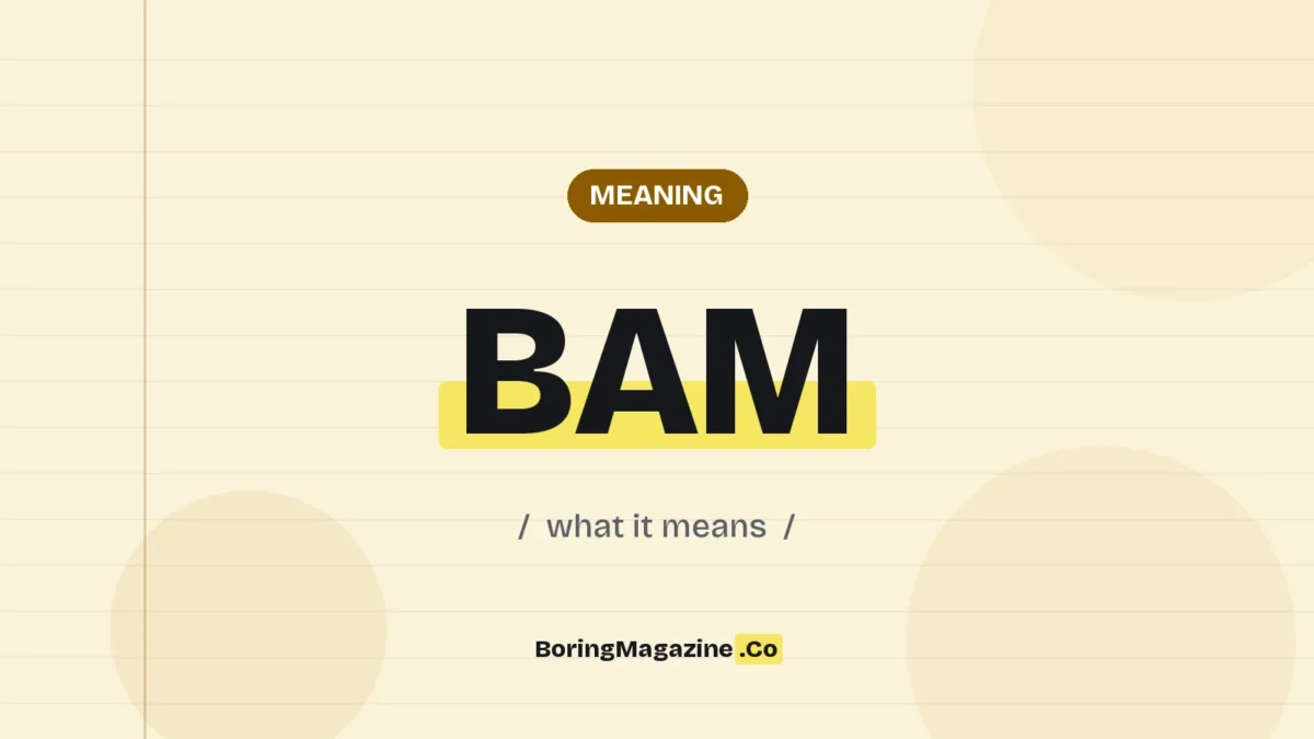 The term BAM highlighted in yellow on a lined page, labelled Meaning"