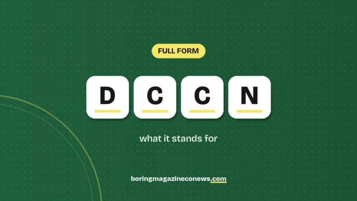 The letters DCCN on white tiles over a dark green background, labelled Full Form"