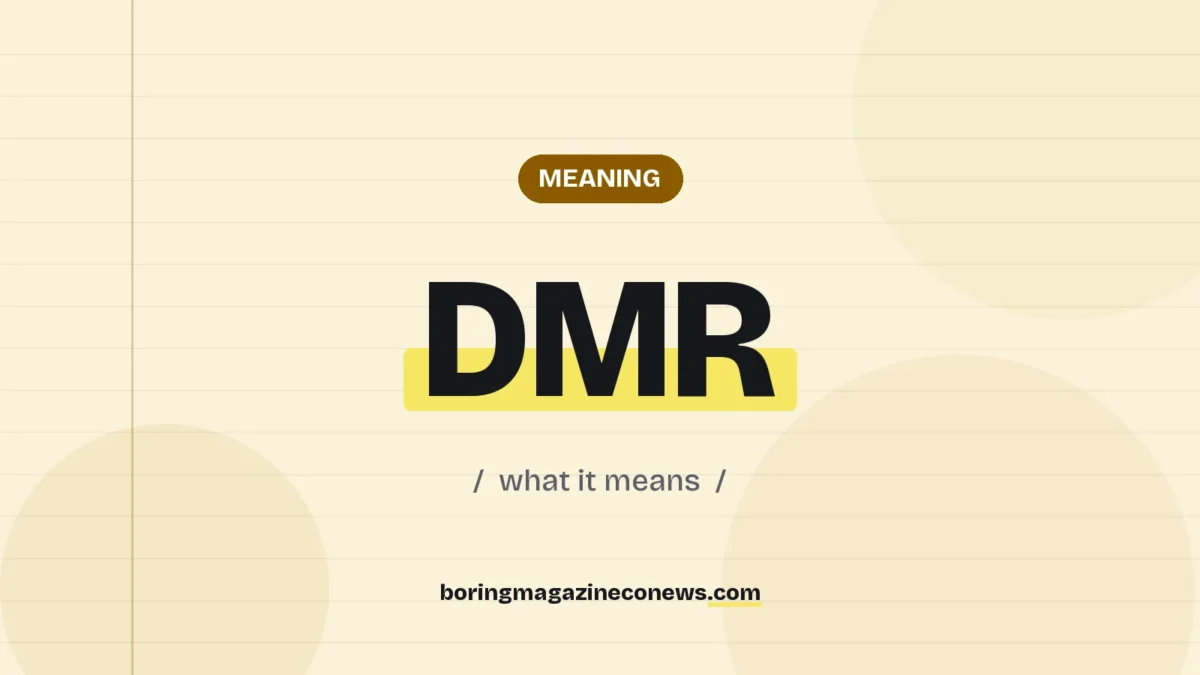The term DMR highlighted in yellow on a lined page, labelled Meaning"