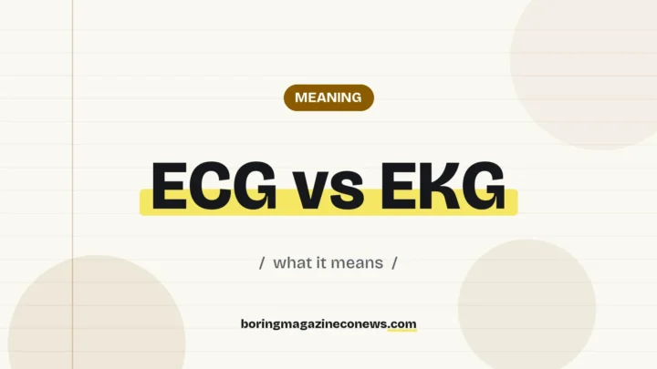 The term ECG vs EKG highlighted in yellow on a lined page, labelled Meaning"