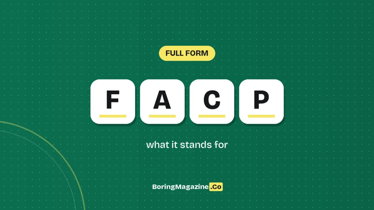 The letters FACP on white tiles over a dark green background, labelled Full Form"