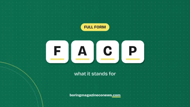 The letters FACP on white tiles over a dark green background, labelled Full Form"