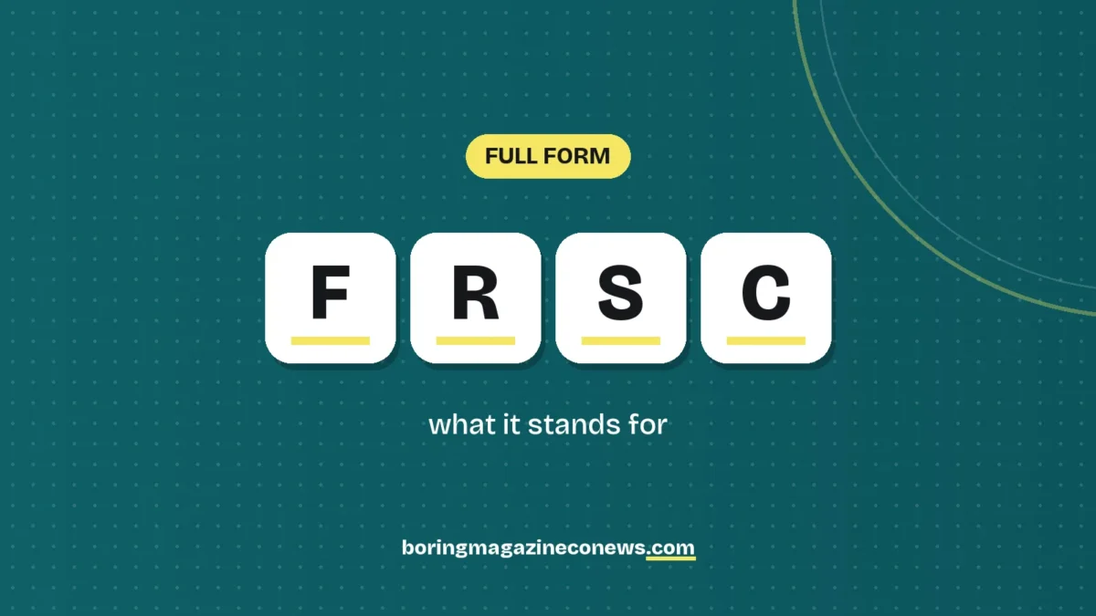 The letters FRSC on white tiles over a dark green background, labelled Full Form"