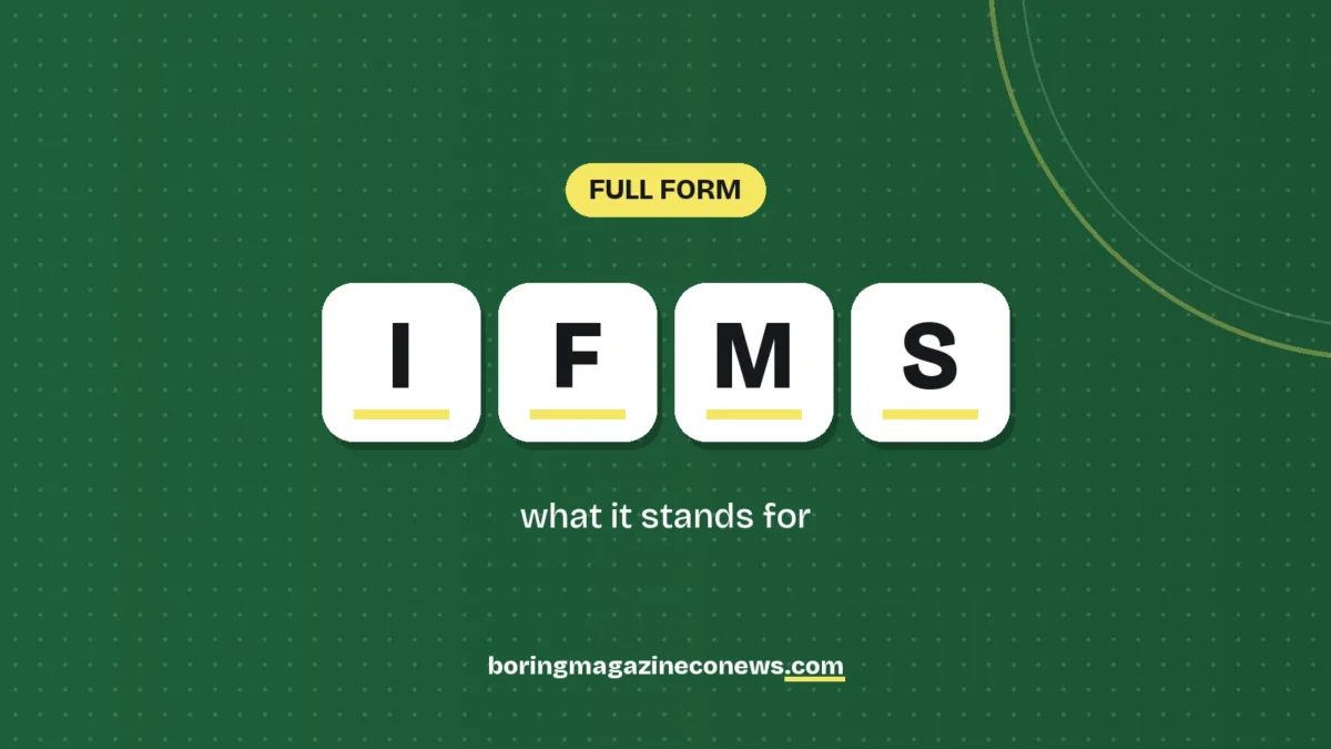 The letters IFMS on white tiles over a dark green background, labelled Full Form"