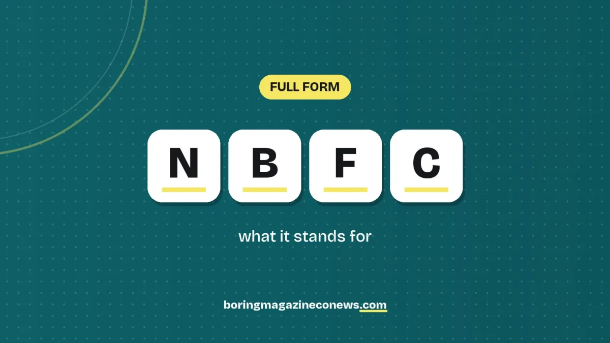 The letters NBFC on white tiles over a dark green background, labelled Full Form"