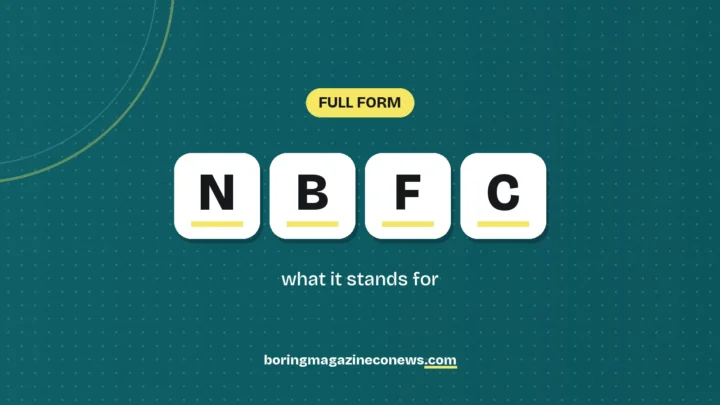 The letters NBFC on white tiles over a dark green background, labelled Full Form"
