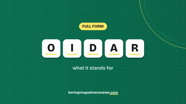 The letters OIDAR on white tiles over a dark green background, labelled Full Form"