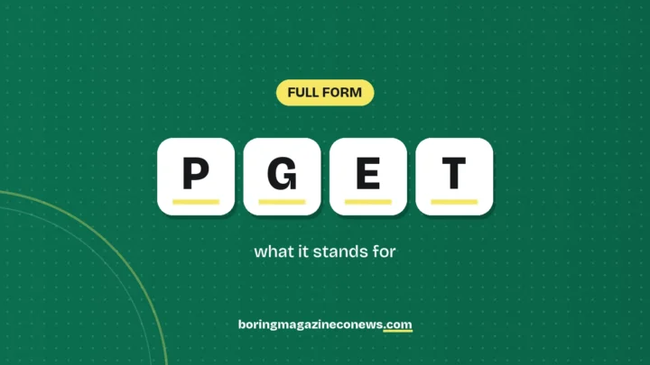 The letters PGET on white tiles over a dark green background, labelled Full Form"