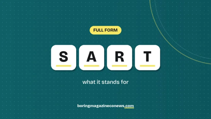 The letters SART on white tiles over a dark green background, labelled Full Form"