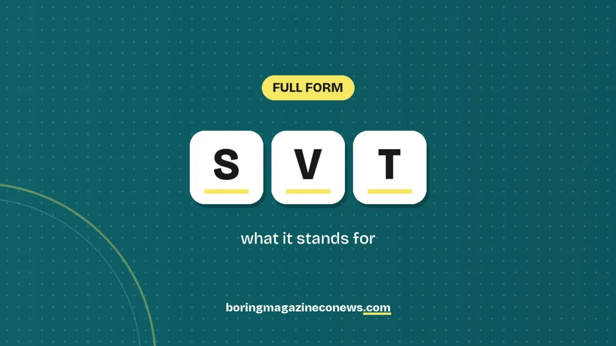 The letters SVT on white tiles over a dark green background, labelled Full Form"