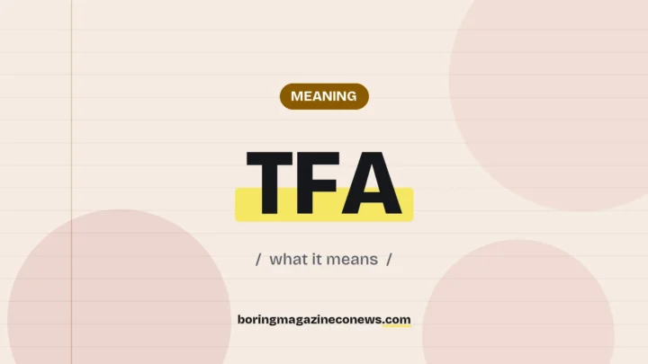 The term TFA highlighted in yellow on a lined page, labelled Meaning"