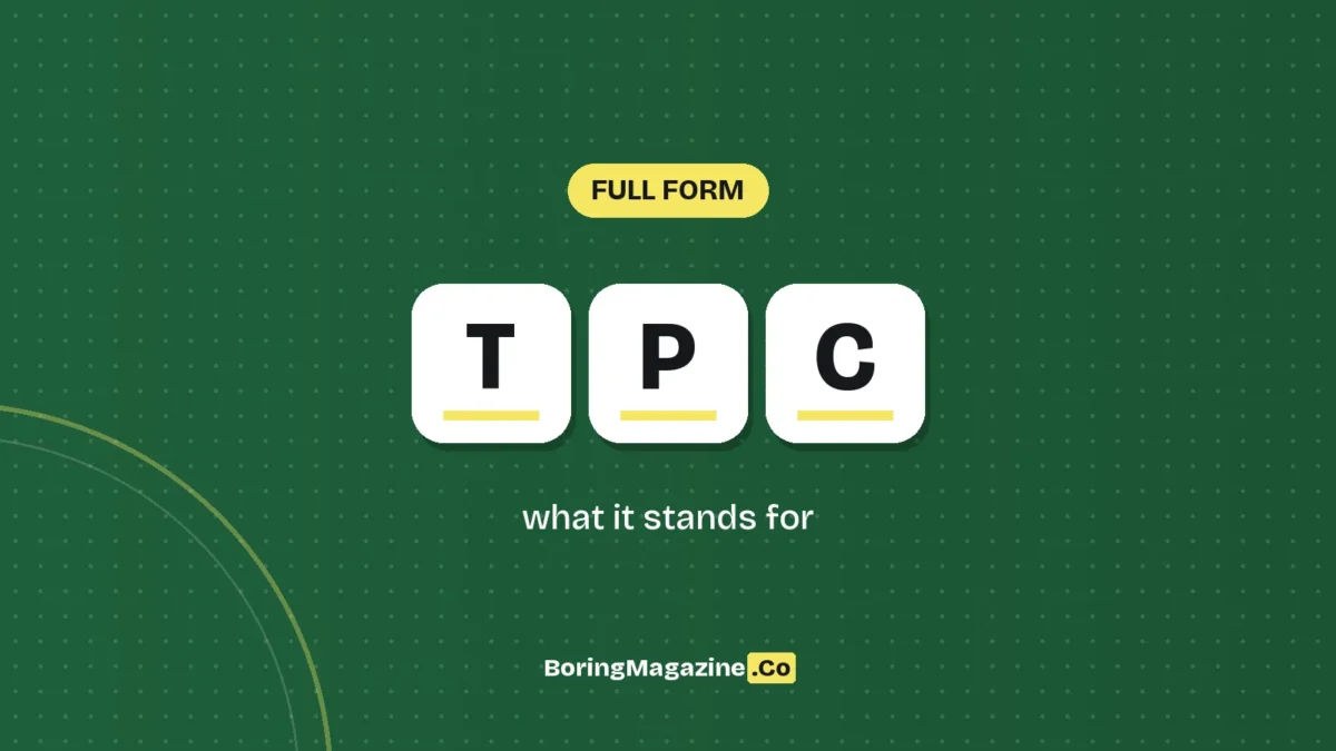 The letters TPC on white tiles over a dark green background, labelled Full Form"
