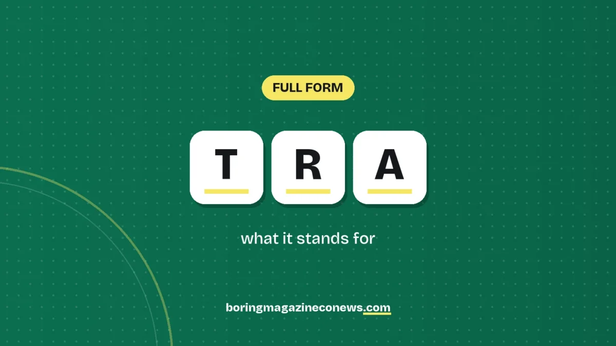 The letters TRA on white tiles over a dark green background, labelled Full Form"