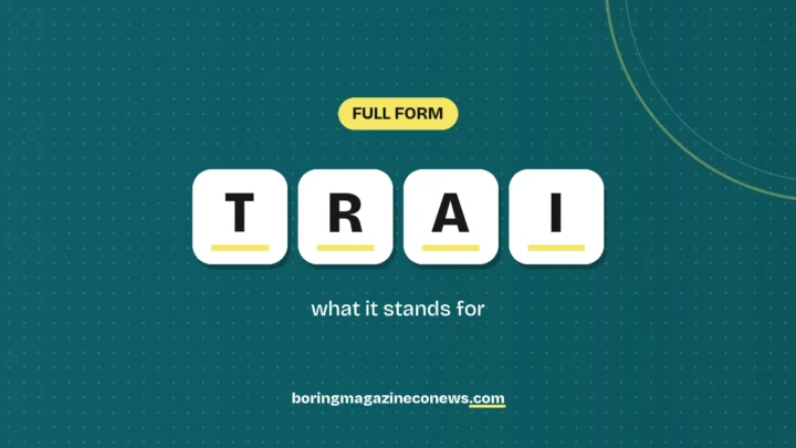 The letters TRAI on white tiles over a dark green background, labelled Full Form"