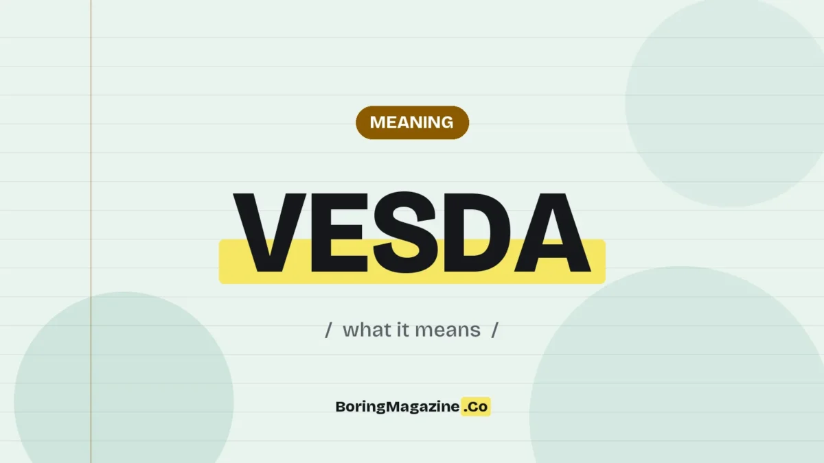 The term VESDA highlighted in yellow on a lined page, labelled Meaning"
